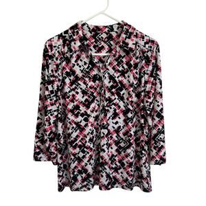 212 Collection Women Pink 3/4 Sleeve Blouse XL